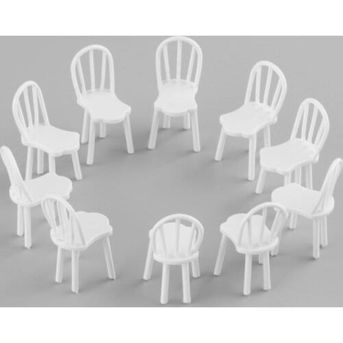 10Pcs 1:25 Scale White Dinning Miniature Chair Model Mini Dollhouse Furniture Home Decor Landscape Gift for Kids 18*42mm
