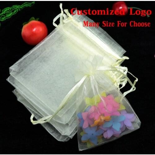 100pcs 13x18cm Beige Organza Bags Wedding Party Favor Gift Bag Nice Charms Jewelry Packaging Bags & Pouches custom extra charge