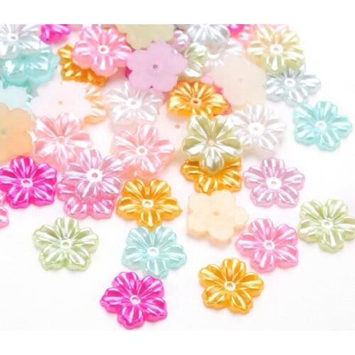 1000pcs Colorful 13mm Imitation ABS Flatback Flower Pearls Scrapbook Beads For DIY HandCraft Accessories