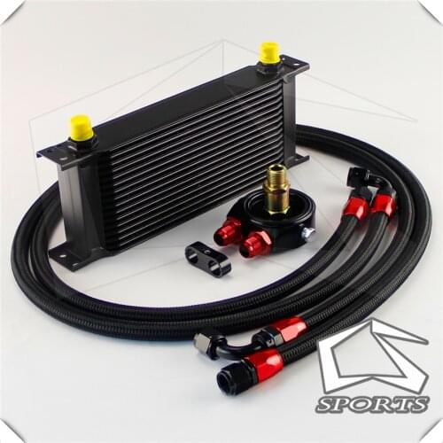 16 Row AN8 Engine Oil Cooler + 3/4*16 & M20 Filter Adapter hose Kit