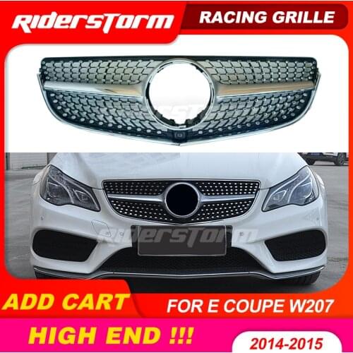 Diamond Grille front Grill for E Class W207 E coupe Sport front bumper ABS grill E200 E300 E class A207 C207 2014-16