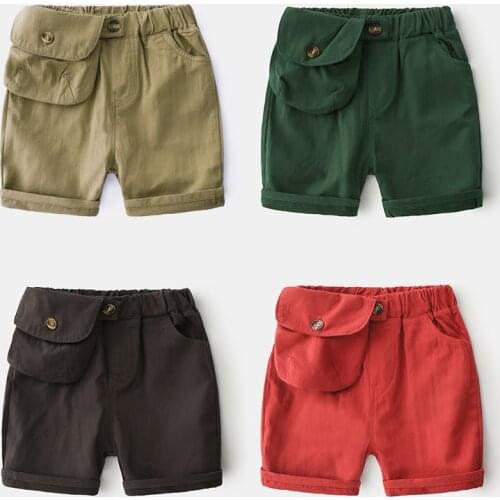 2021 Summer Fashion 2 3-10 12 Years Infant Cotton Sports Handsome Big Pocket Design Elastic All Match Shorts For Kids Baby Boys