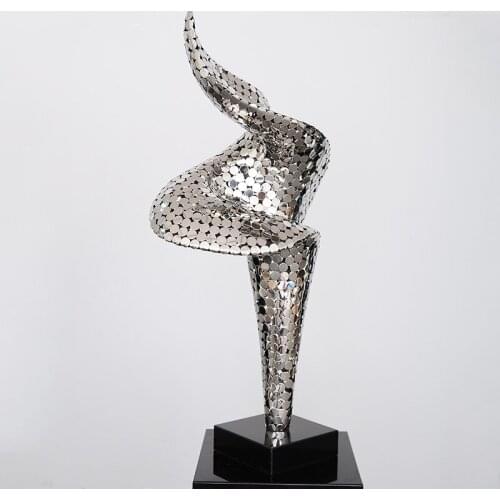 Stainless steel abstract disc ornaments art hotel club lobby large landing entrance metal decorations