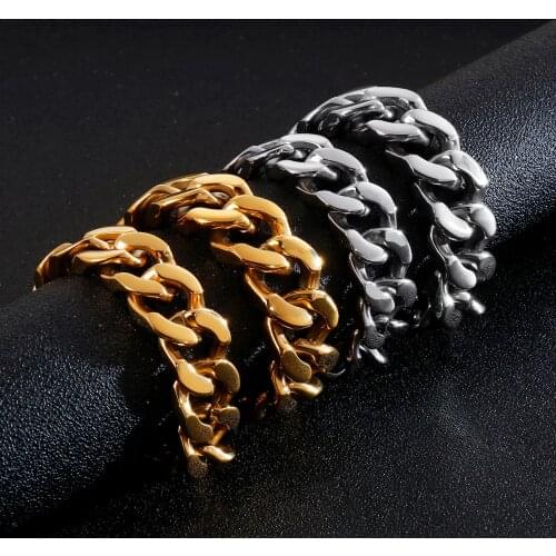 18/20mm Width Huge Heavy S Gol Black Jewelry 316L Stainless Steel Cuban Curb Link Chain Mens Necklace Or Bracelet Bangle