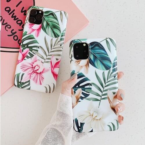 LOVECOM Retro Flower Banana Leaf Phone Case For iPhone 12 11 Pro Max 12 Pro 12 Mini XS Max X XR 7 8 Plus Soft Phone Back Cover