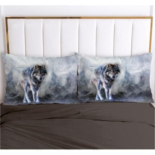 3D Digital Printing Custom Pillow Case Pillowcase 50x70 50x75 50x80 70x70 Decorative Pillow Cover Animal smoke wolf Bedding
