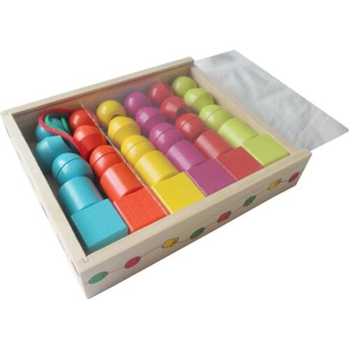 Wooden Lacing Beads Educational Activity Toy for Toddlers 3 Year Old