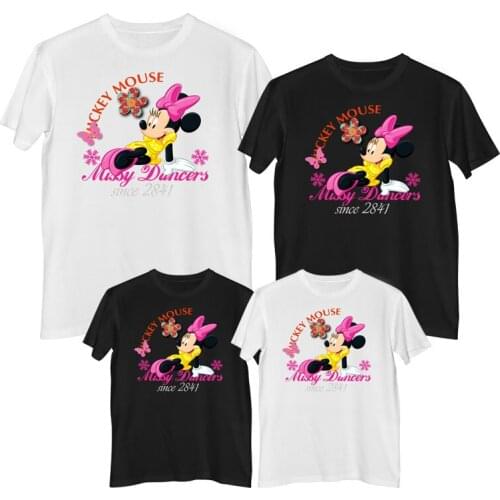 Disney Minnie Mouse T shirt Summer Comfortable 100% cotton Fashion Womens cotton t-shirt girls clothes mom daughter sets Tops