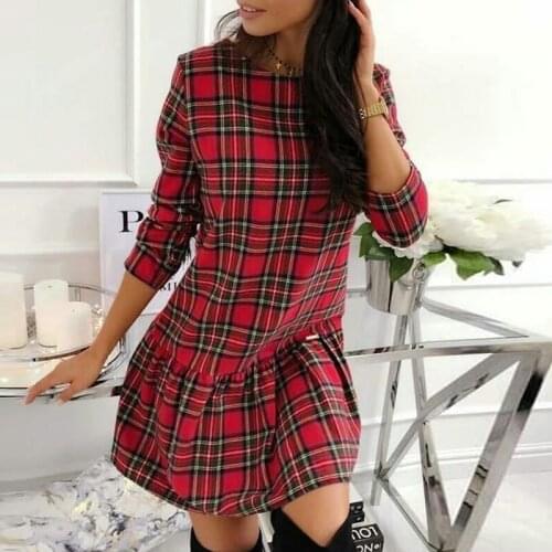 Elegant Turn-down Collar Button Shirt Dress Women 2021 Spring Plaid Print Irregular Party Dress Autumn Long Sleeve Mini Dresses