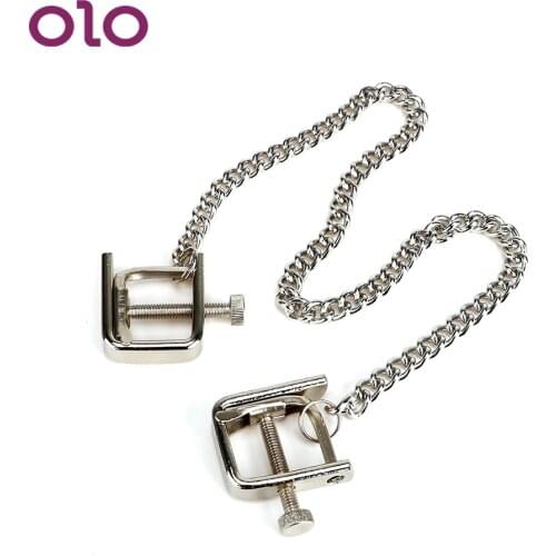 OLO Stainless Steel Erotic Toys Metal Chain Adult Games Nipple Clamps Breast Clips Sex Toys for Couple Nipple Stimulator