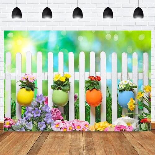 Photography Bokeh Easter Eggs Backdrop Spring Easter Party Photo Background Flowers Warm Sunshine Photo Studio Photoshoot