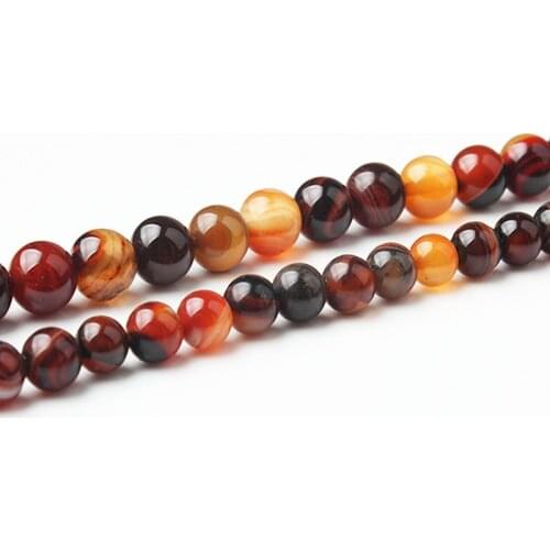 LanLi Natural wine red Veined agates stones Round Loose Beads 6 8 10 12MM Suitable for DIY female bracelet necklace accessories