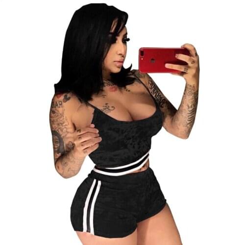 Summer Women Plus Size Set Sleeveless Jumper Vest and Short Two Piece Set Female Clothing