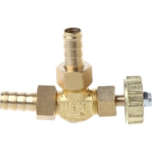 Elbow Brass Needle Valve 10mm Propane Butane Gas Adjuster Barbed Spigots 1 Mpa
