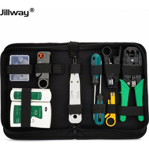 Jillway Network Cable Repair Maintenance Tool Kit Set RJ45RJ11 Cat5eCat6 Cable Tester Test Crimper Crimping Stripper Cutter Kit