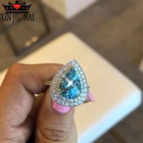 New European and American fashion jewelry pear Ring Charm Girls finger accessories engagement party CZ personalized gift