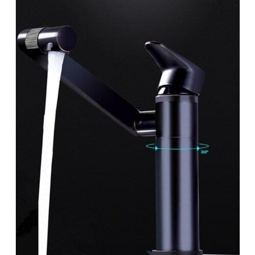 360 Rotation Spout Modern Basin Mixer Tap ORB Single Handle Wash Basin Faucet For Bathroom Deck Mounted Black Brass Basin Taps