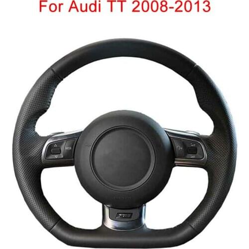 Customized Original Car Steering Wheel Cover For Audi TT 2008-2013 Artificial Leather Auto Steering Wheel Wrap Hand Sewing Black