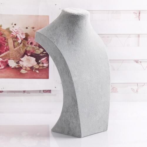 Enlightened Decor Necklace Display Mannequin Gray Suede Medium Size