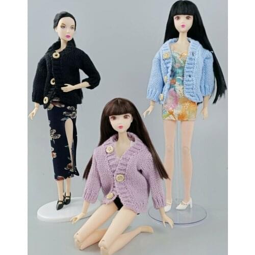 5pcs/lot Fashion Knitted Coat Winter Warm Sweater For Barbie Doll Clothes Outfits Tops 1/6 BJD Dollhouse Accessories Kid DIY Toy
