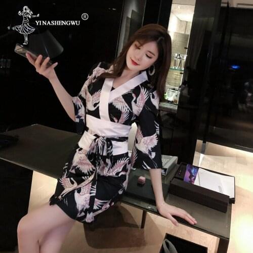 Geisha Sexy Dress Temptation Traditional Japanese Kimono Female Japan Silk Robe Kimono Asian Cosplay Costume Yukata Kimonos Obi