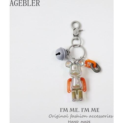 Car Key Chain Cute Bear Pendant Motorcycle Keychains for Backpacks Phone Korean Creative Custom Men and Women Lovers Gift Bell