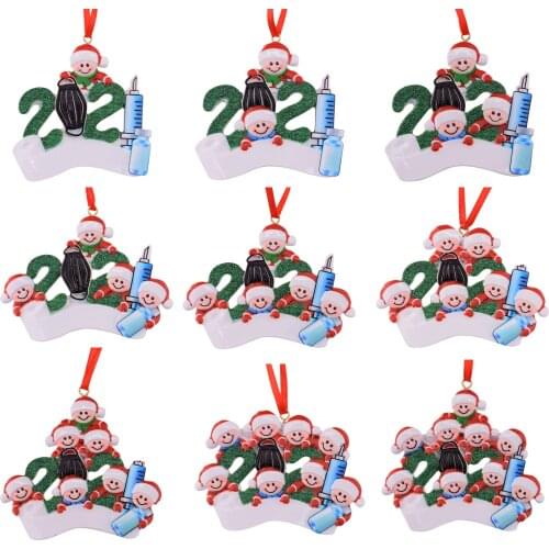 Santa Vaccine Pendant Resin Painted Santa With Mask Vaccine Christmas Tree Santa Clause Decor For Xmas Home Party Holiday Decor