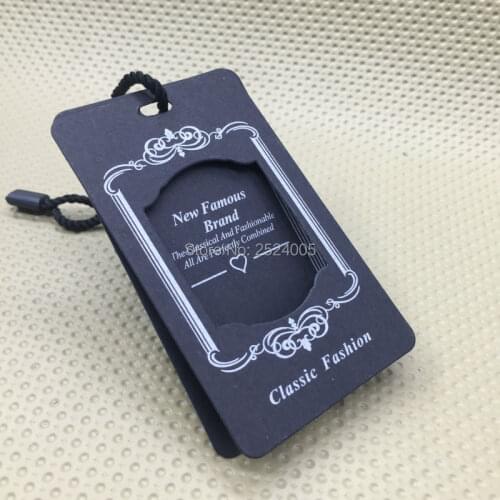 Custom clothing shape cutting black matte paper tag/price tag/garment printed labels/cardboard tag/brand name 1000 pcs a lot