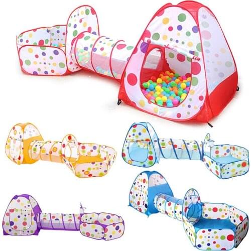 Multi-color Baby Ocean Ball Pool Indoor House Play Game Tent Toy for Kids Crawling Tunnel + Play Tents + Baby Ocean Ball Pool