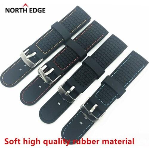 Watch band 22mm Black Silicon Rubber soft Waterproof Divers watchband Strap Band Stitching outsdoor Sports Bracelet Belt dive