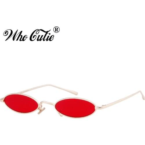 WHO CUTIE 2018 Red Small Oval Sunglasses 90S Men Women Brand Designer Fashion Pink Yellow Sun Glasses Vintage Retro Shades 512B