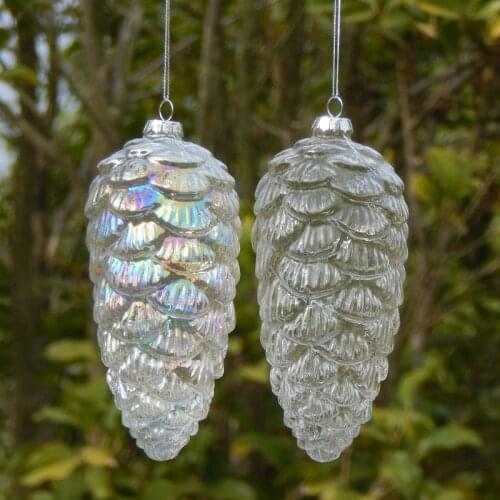 Christmas tree decoration glass creative pendant window gift foreign trade mall colorful transparent pine cones