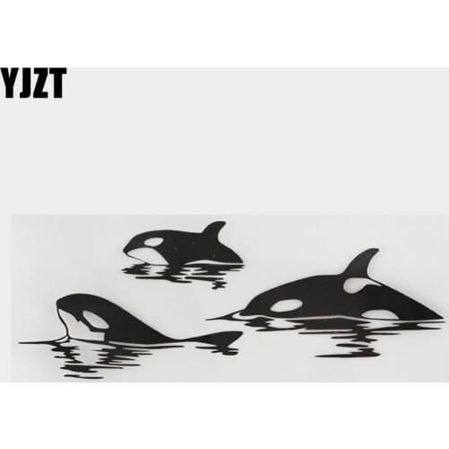YJZT 17.3CM×6.6CM Personality Deep Sea Hordes Of Whales Decal Car Sticker Vinyl 18A-0192