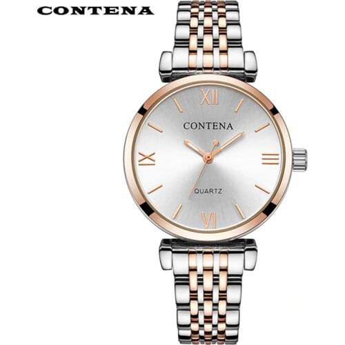 Women Wristwatch Contena Luxury Buniness Rhinestone Full Steel Womens Watches Quartz Saati Montre Femme Relojes Mujer Clock