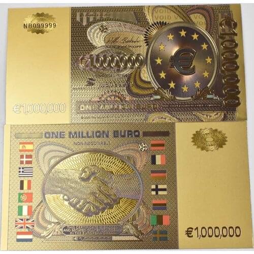 Gold Foil Banknote One Million Colored Euro Paper Note European Replica Currency for Collection Currency Crafts