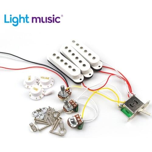 Electric Guitar Pickup Wiring Harness Prewired 5-way Switch 2T1V SSS Pickup for ST Electric Guitar Black White Guitar Pickup