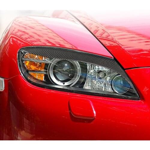 1 Pair Carbon Fiber Car Headlight Headlamp Eyebrows Eyelids Trim Cover Stickers for Mazda RX-8 RX8 2004-2008