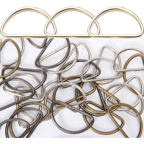 100Pcs 38mm Non-welded Metal D Rings Connect D-Ring Buckle Leather Handbags Webbing DIY Belt Pet Collar Bag Strap Hardware