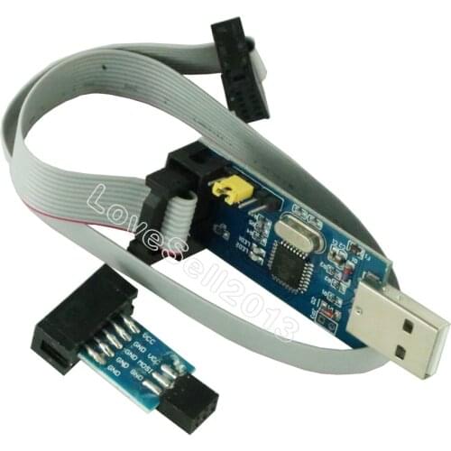 2Pcs/Set 10Pin To 6 Pin Adapter Board + USBASP USBISP AVR Programmer USB ATMEGA8 ATMEGA128 ATtiny/CAN/PWM 10Pin Wire Module DIY