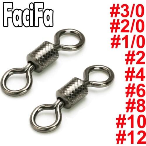 20pcs Bearing Swivel Fishing Connector Stainless steel Ball Bearing Swivel Solid Ring Rolling Swivel Fishing Accessories