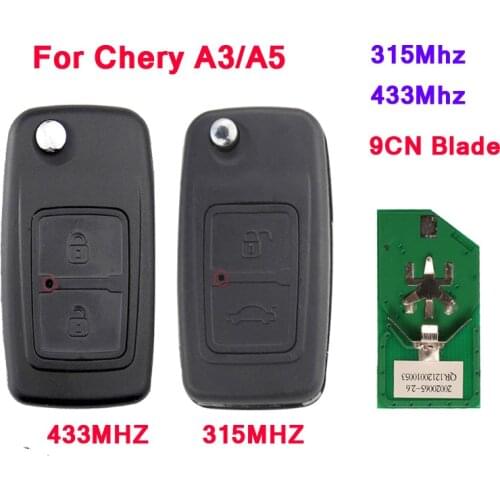 XNRKEY Car Remote Key 315Mhz/433Mhz Key Control for CHERY A3 A5 Tiggo Fulwin Cowin EASTER 2 Buttons Car Key Fob with 9CN Blade