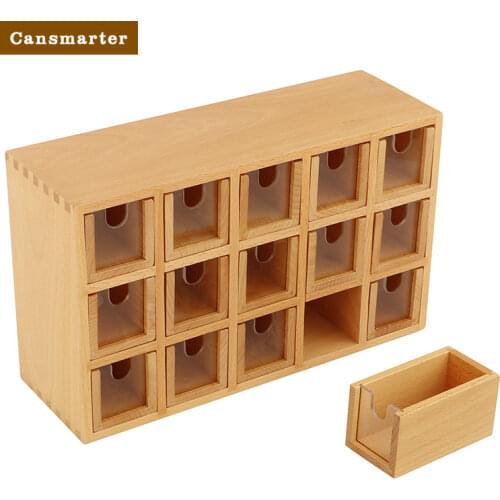 Montessori Language Wooden Container for Lables Beechwood Box Acrylic Materials Teaching Educational Toys For Children LA142
