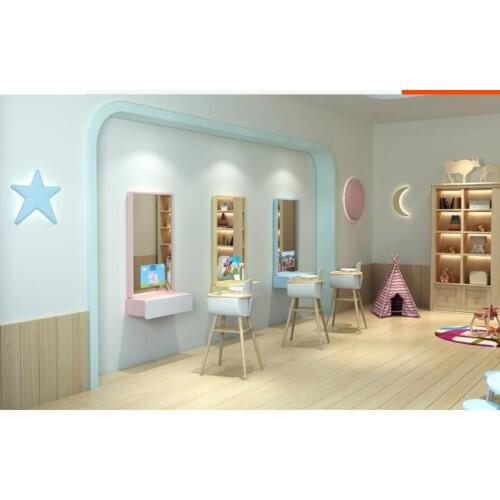 Childrens cartoon color Android smart hairdresser, haircut and beauty salon, solid wood with drawer and WiFi to watch animation