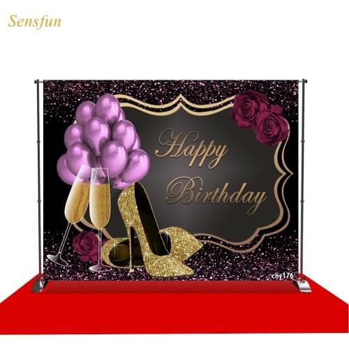 LEVOO Photography Backdrop Womens Birthday Rose Heels Balloons Photo Background Photocall Photophone Shoot Props Photo Studio