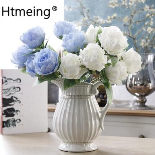 7 Heads Artificial Rose Flowers Peony Bouquet Flower Wedding Simulation Fake Peony Flowers for Home and Party Desk Decoration