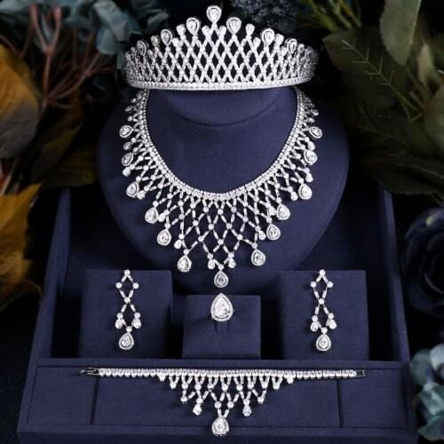Jankelly Hotsale Nigeria 2 pcs Bridal Jewelry Sets New Fashion Dubai Full Jewelry Set For Women Wedding Party Accessories Design