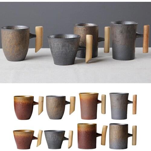 Retro Japanese Style Coffee Mug Rust Glaze Ceramic Milk Tea Cup Home Office