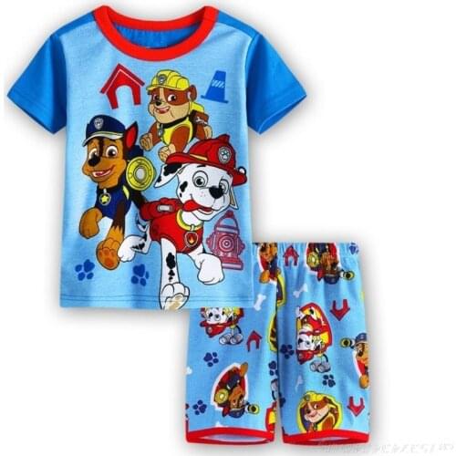 Paw Patrol Children Clothes Set T-shirt Kids Clothing Summer Pajamas Casual Cartoon Cotton Boys Home Shorts Tops Panties