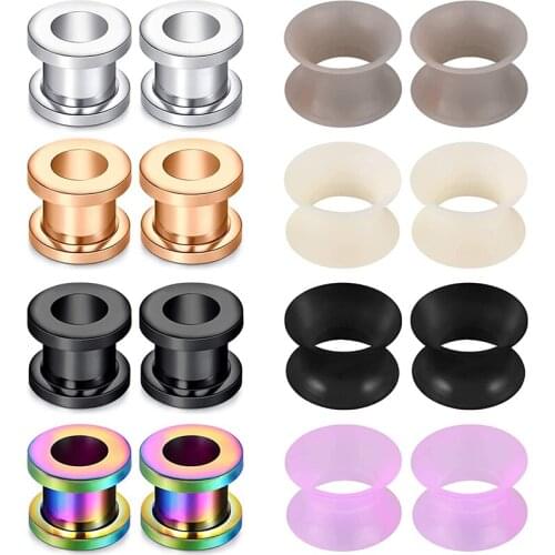 Ear Taper and Plugs Silicone Ear Tunnels Double Flared Ear Stretching Kit Expander Gauge Earrings Piercing 6g 2g 0g 00g