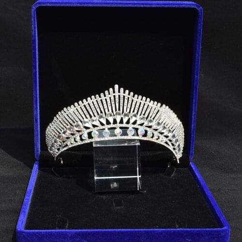 Women Girl Crown Rainbow Rhinestone Sunlight Line Design Wedding Crown and Tiaras Bridal Hair Accessories Princess Hair Jewerly